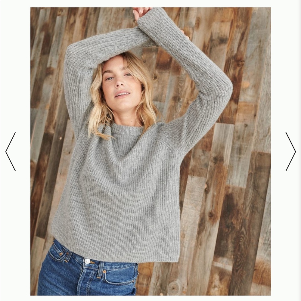 Jenni Kayne Cashmere Fisherman Sweater Grey M